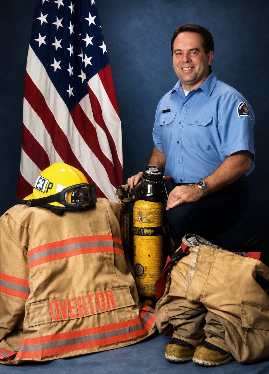 Randy Overton in his firefighter gear
